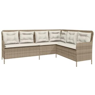 vidaXL Sof&aacute; De Jard&iacute;n En Forma De L Con Cojines Rat&aacute;n Sint&eacute;tico Beige Vidaxl