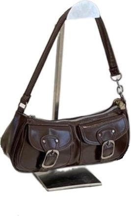 Generic PU Leather Multi Pocket Storage Shoulder Bag, Vintage Large Capacity Womens Armpit Bag Zipper Handbag(Coffee)