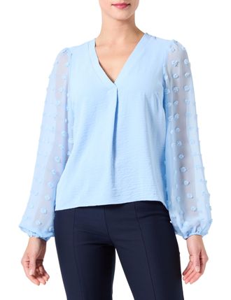Vila Womens Visilua L/S V-Neck top/E Long Sleeve Blouse, Kentucky Blue, 8