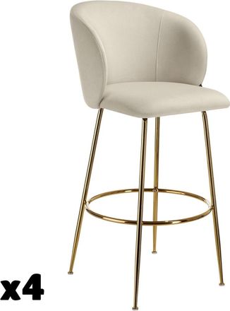 TecTake 4 taburetes altos aterciopelados de 51 x 60 x 106 cm, crema/oro
