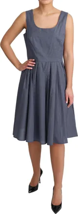 Dolce & Gabbana Blue Polka Cotton A-Line Stretch Womens Dress