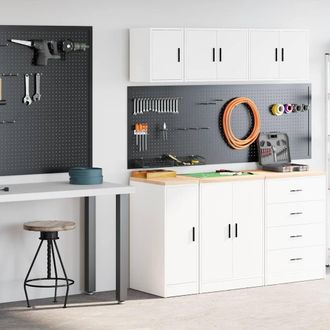 Berkfield Home Garage Cabinets 2 pcs White Engineered Wood