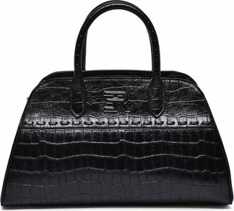 Ermanno Scervino Black Polyurethane Vienna Bauletto Bag