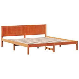 Berkfield Home Wax Brown Pine Bed Frame Wax Brown Solid Pine Wood 180 x 200 cm