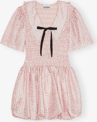 Ganni Pink Check Smock Dress - Size 36