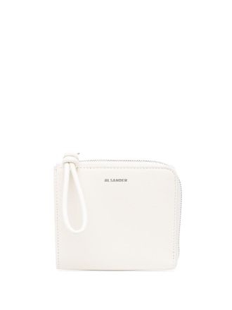 Jil Sander logo-stamp zip-up wallet - Neutrals
