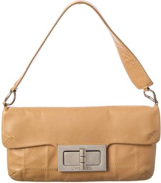 Chanel Tan Calfskin Leather Square Stitched Mademoiselle Shoulder Bag (Authentic Pre-Loved)