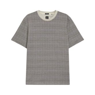 HUGO BOSS Tops, Heren, Grijs, L, Katoen, Mercerised Katoenen T-shirt met Ruitpatroon