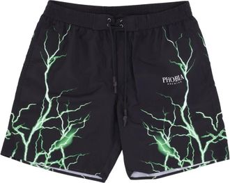 Phobia Archive Lightning Print Zwemshorts - Heren - Strandmode - Zwart - L - Polyester - Badmode