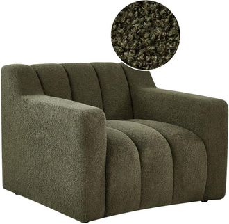 Beliani Beliani - Sill&oacute;n Moderno Tapizado De Tela Boucl&eacute; Respaldo Acolchado Grueso Verde Oscuro Agerup