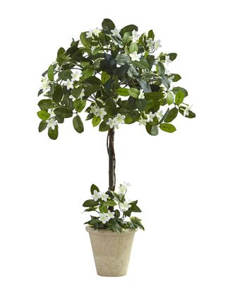Nearly Natural Stephanotis Topiary With Planter