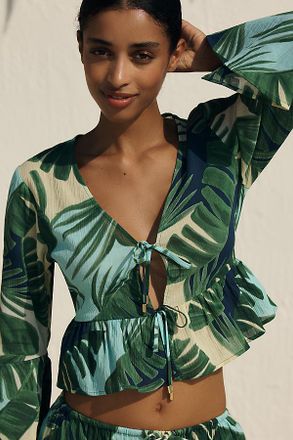 Sanctuary Ruffle Tie-Front Cover-Up Top