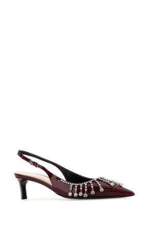 Gucci Womens Burgundy Leather Pumps Rossoancora Scarpe Con Tacco