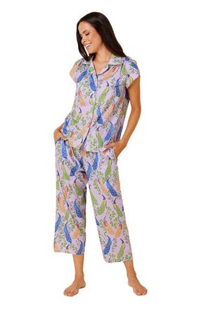 The Cats Pajamas Luxe Pima Capri Novelty Set in Posh Peacock at Nordstrom, Size X-Small
