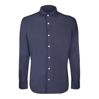 Dell'Oglio Shirt - Heren - Casual Overhemden - Blauw - XL - Leer - Overhemden