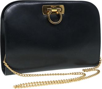Ferragamo Vintage Gancini Chain Shoulder Bag Leather Leather Bag (Pre-Owned)