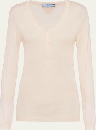 Prada Logo Patch Superfine Cashmere Shirt