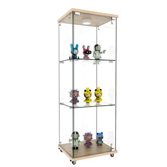 STILVORA Vitrina Librer&iacute;a Con 1 Puerta, 3 Estantes Y Led, En Mdf Y Vidrio, Natural, 42.5&times;36.5&times;120 Cm