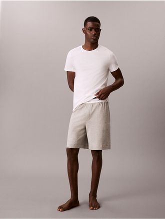 Calvin Klein Mens Icon Cotton Terry Sleep Shorts - Light/Pastel Grey - XL