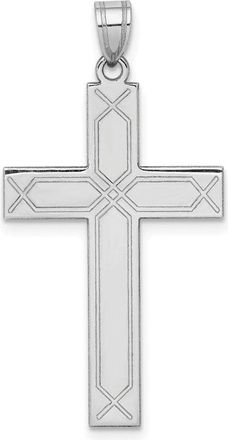 Diamond2Deal 14k White Gold Solid Laser Etched Cross Pendant