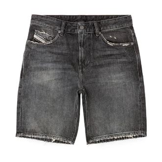 Diesel Denim Shorts, male, Black, Size: W36 D-Fin Distressed Denim Shorts