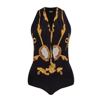 Versace Tops, Dames, Zwart, 3Xs, Bodysuit met patroon