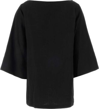 The Row Womens Junia Blouse Black Linen