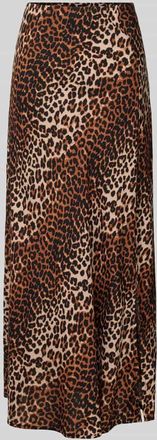 Pieces Ausgestellter Midi-Rock mit Allover-Muster Modell NYA in Mittelbraun, Gr&ouml;&szlig;e XL