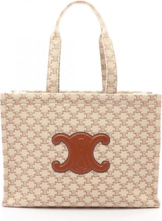 Celine Beige Brown Canvas Leather Handbag Tote Bag (Pre-Owned)