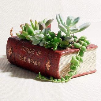 OEM Maceta Para Suculentas, Maceta Con Forma De Libro, Bonita Maceta De Resina, Drenaje Creativo, Caballeros, Oficina, 14 Cm X 10 Cm X 5 Cm