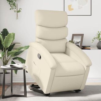 vidaXL Poltrona Alzapersona Reclinabile Crema in Similpelle - Vidaxl