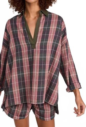 Free People Sunday Morning Sleep Shirt In Multi Dark Combo