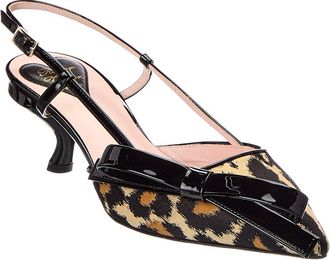 Roger Vivier 50 Canvas & Patent Slingback Pump