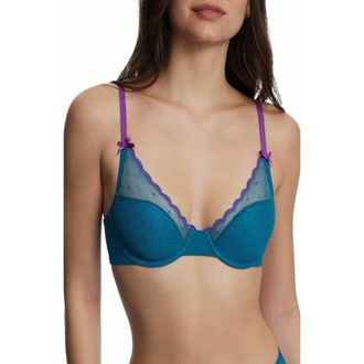 Skarlett Blue Siren Lightly Lined Dotted Lace Bra in Celestial/vivid Purple at Nordstrom, Size 34Ddd