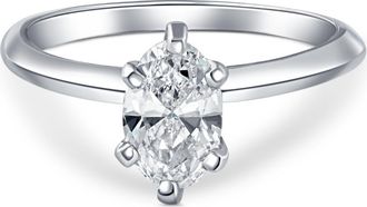 Pompeii3 Certified Platinum 1 Ct Oval Cut Natural Diamond Solitaire Engagement Ring G/SI1 Size: 7