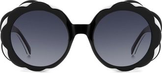 Kate Spade New York vivi 54mm round sunglasses in Black White Black/Dark Grey at Nordstrom