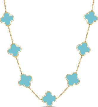 Italian Gold, Inc 14K Yellow Gold Big Clover Necklace- Turquoise