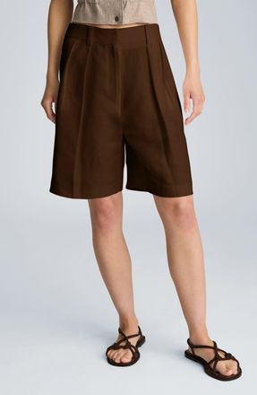 Kenneth Cole Pleated High Waist Bermuda Shorts in Brunette at Nordstrom, Size 12