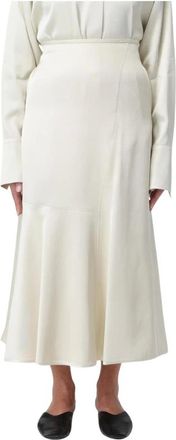 Jil Sander Rokken, Dames, Beige, S, Midi A-lijn Rok Elegante Flare