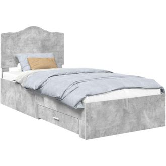 vidaXL Estructura De Cama Con Cabecera Gris Concreto 100 X 200 Cm Vidaxl