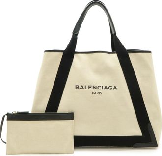 Balenciaga Black Navy Canvas Pouch Shoulder Bag Tote Bag (Pre-Owned)