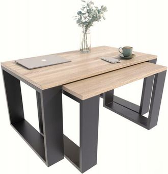 OEM Set Di Tavoli Allungabili Loft Tavolino Westa Sonoma Nero