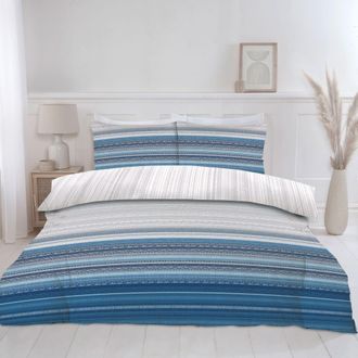 Lewis's Seville Stripe Duvet Set - Blue - Double | TJ Hughes