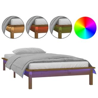 Berkfield Home LED Bed Frame Honey Brown 90x200 cm Solid Wood