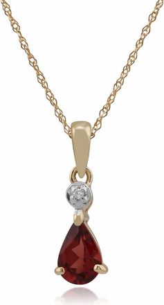 Gemondo Classic Pear Garnet & Diamond Pendant in 9ct Yellow Gold