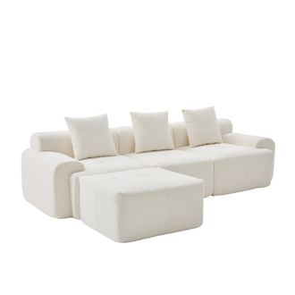 Urban Meuble Sof&aacute; modular de 3 plazas de chenilla texturizada, beige
