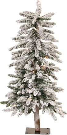 Melrose International LED Flocked Alpine Pencil Tree with Metal Base 3H - White, Green, Black