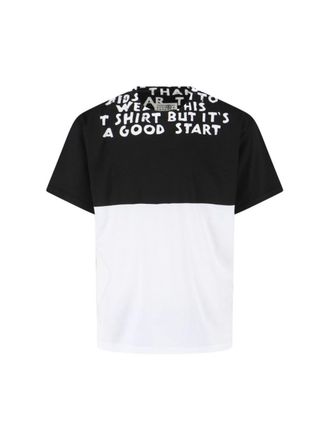Maison Margiela Bicolor Contrast Print T-Shirt With Round Neckline And Short Sleeves