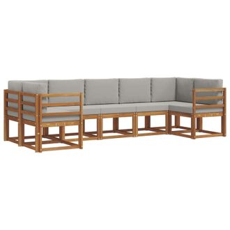 vidaXL Conjunto De Sof&aacute;s De Exterior 7 Pcs Gris Natural Y Claro Vidaxl