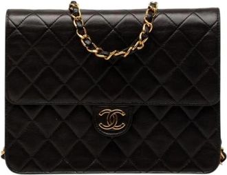 Chanel Pre-owned Quilted Lambskin Crossbody Bag - Dames - Vintage Schoudertas - Zwart - ONE Size - Leer - Vintage